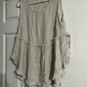Umgee Beige Fringed Tunic Top